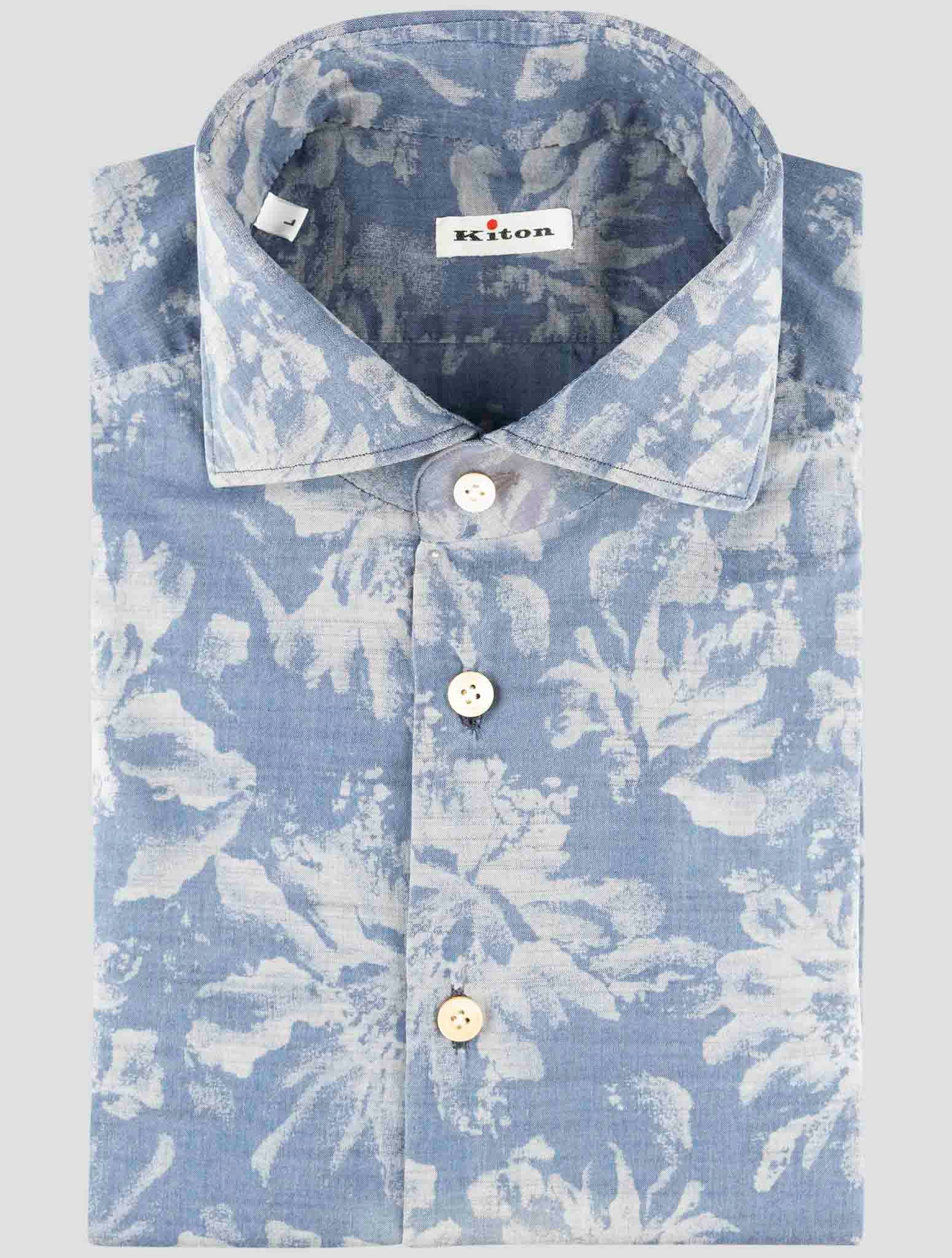 Kiton Blue Cotton Shirt