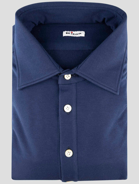 Kiton Blue Cotton Ea Shirt