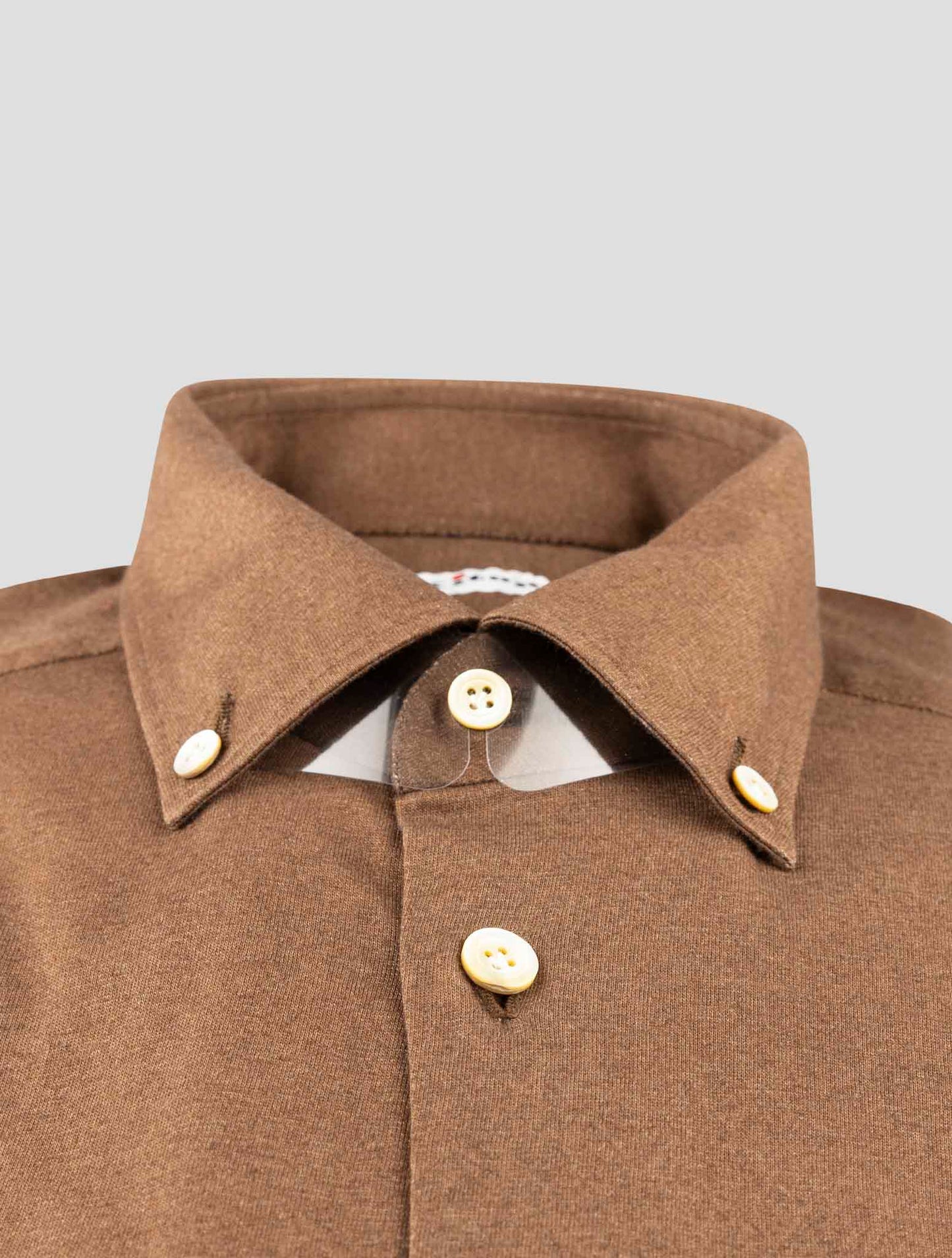 Kiton Brown Cotton Cashmere Shirt