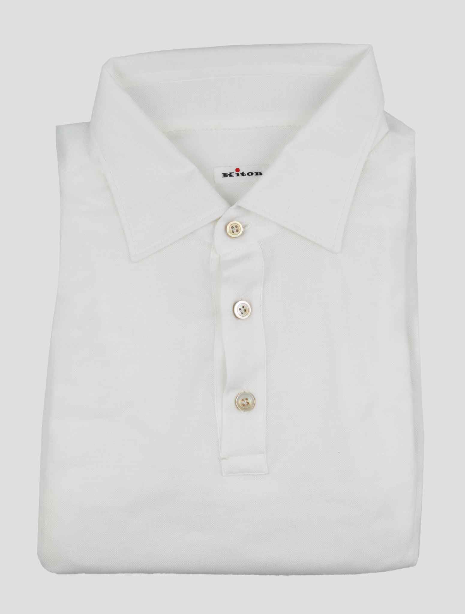 Kiton White Cotton Polo