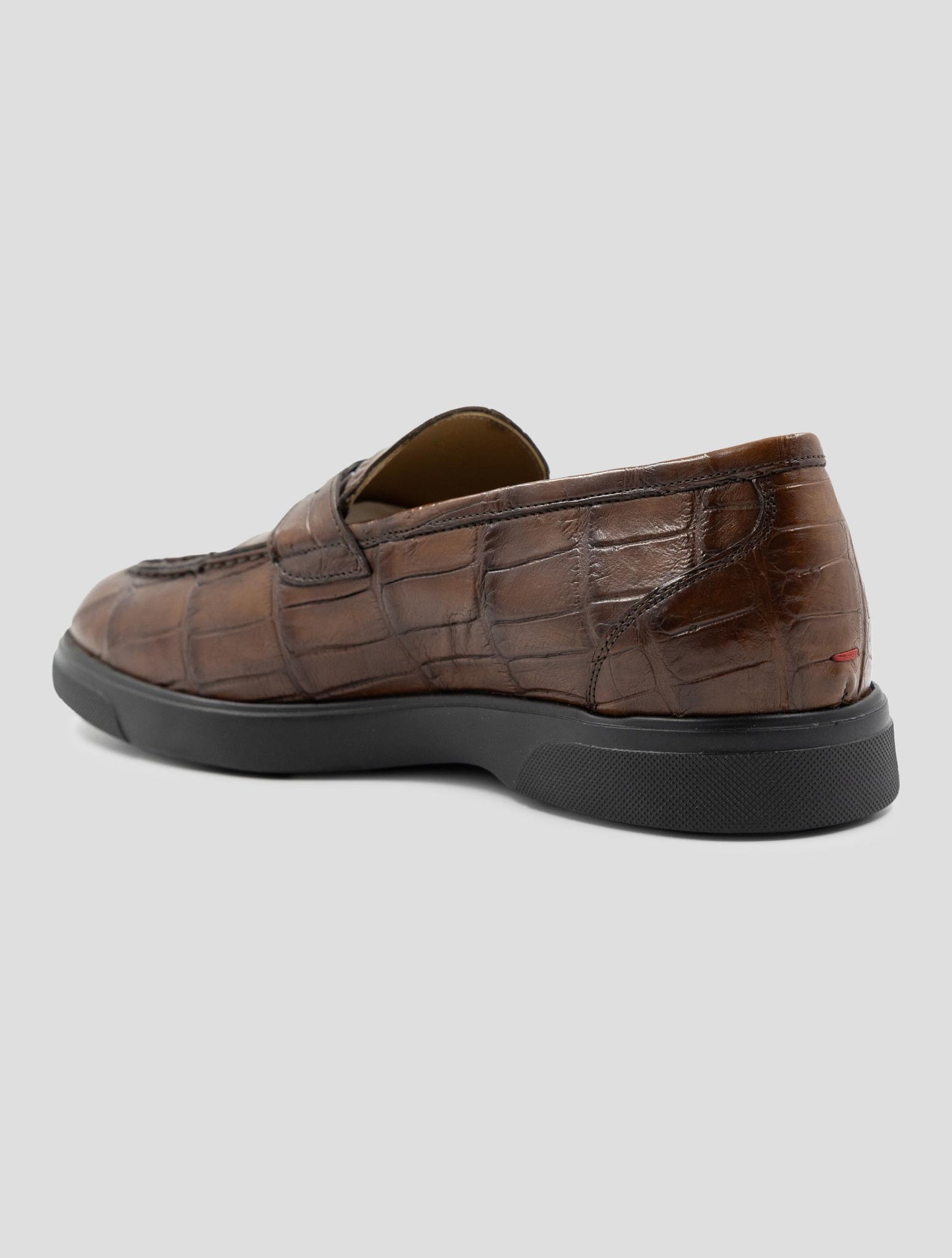 Kiton Brown Leather Crocodile Loafers