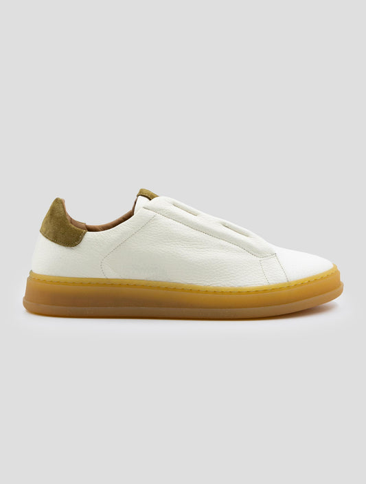 Kiton White Leather Deer Sneakers