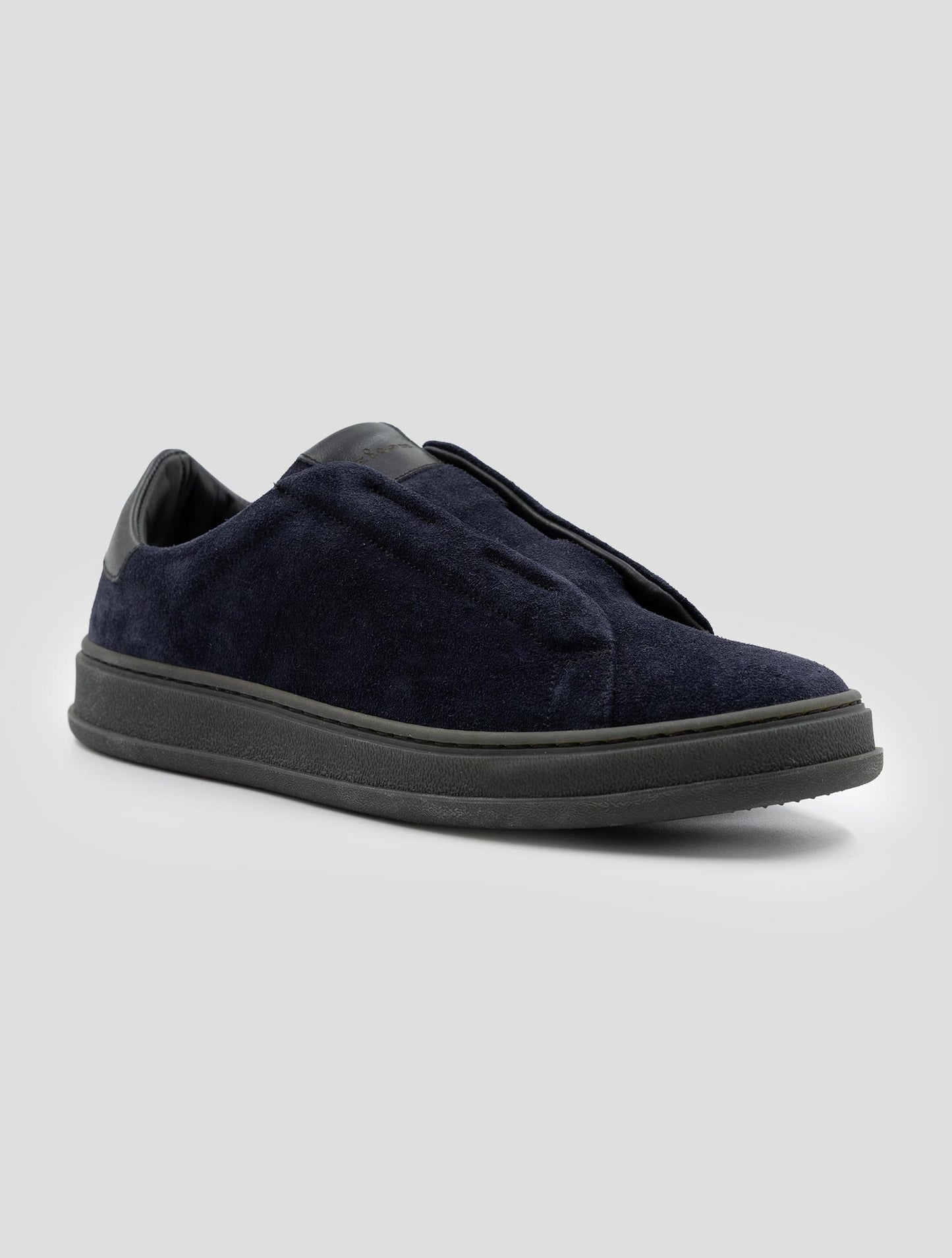 Kiton Dark Blue Leather Suede Sneakers