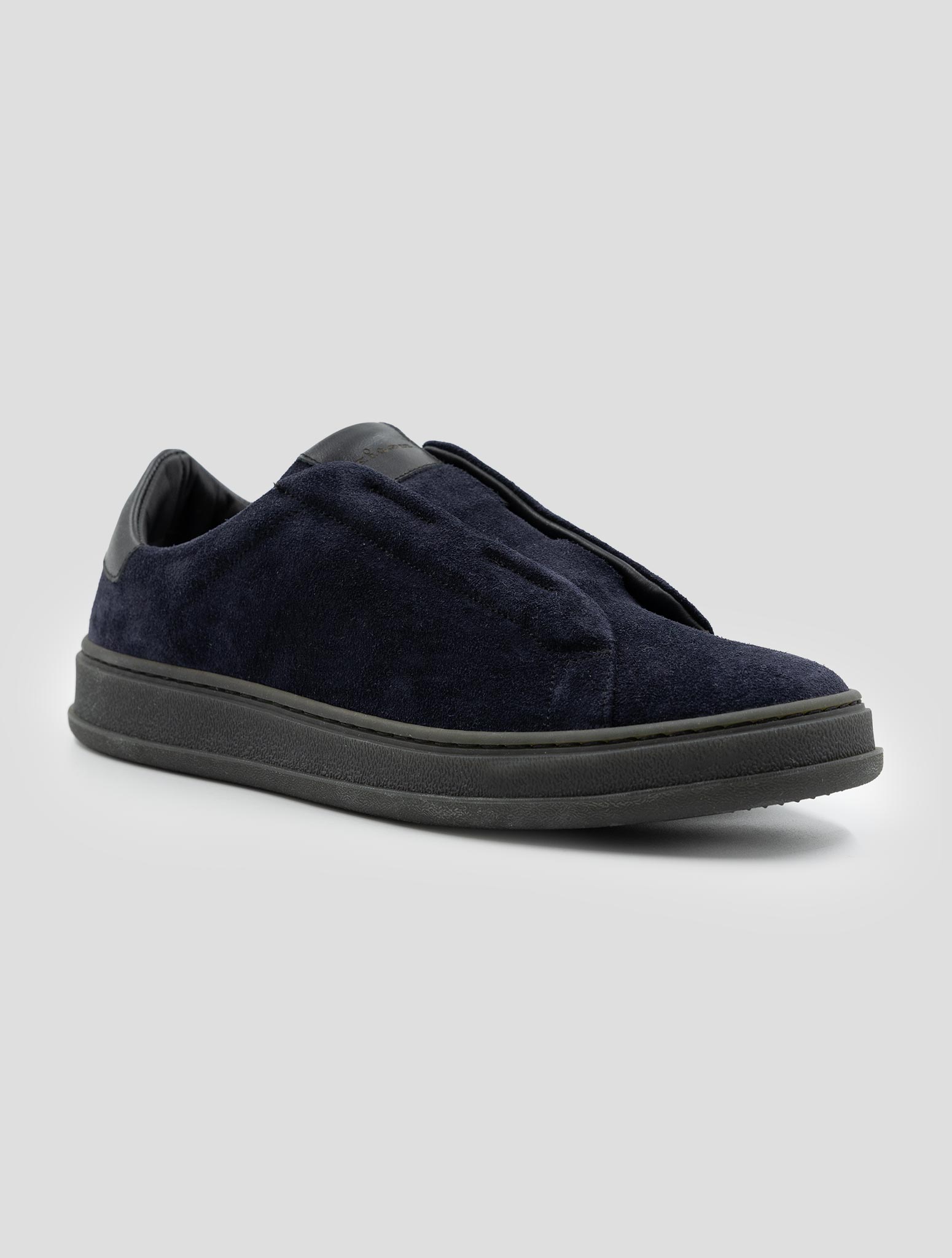 Kiton Dark Blue Leather Suede Sneakers