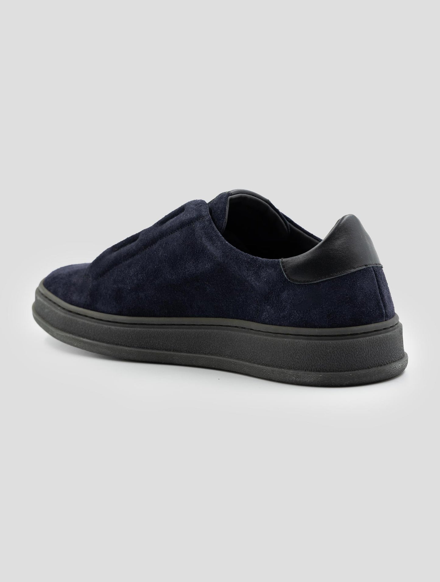 Kiton Dark Blue Leather Suede Sneakers