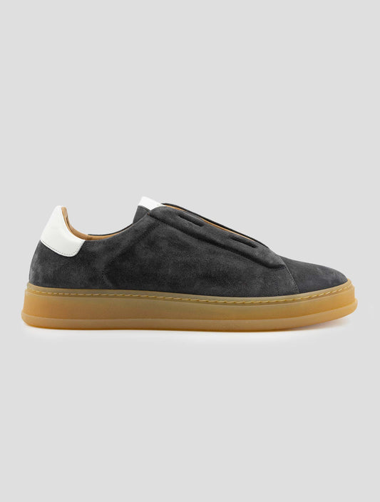 Kiton Dark Gray Leather Suede Sneakers