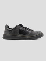 Kiton Black Gray Leather Suede Leather Sneakers