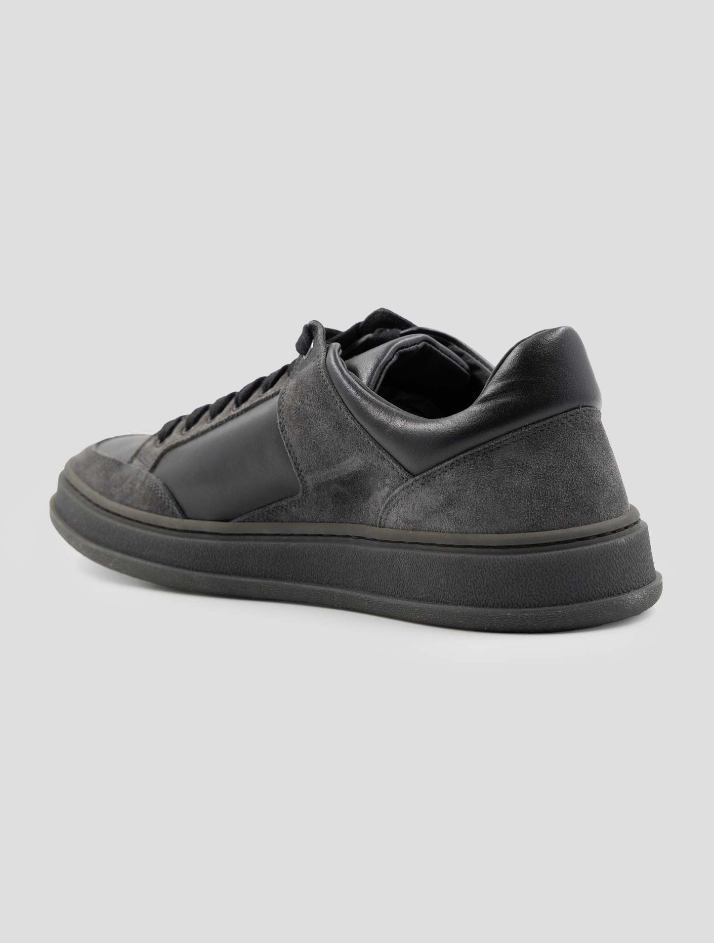 Kiton Black Gray Leather Suede Leather Sneakers