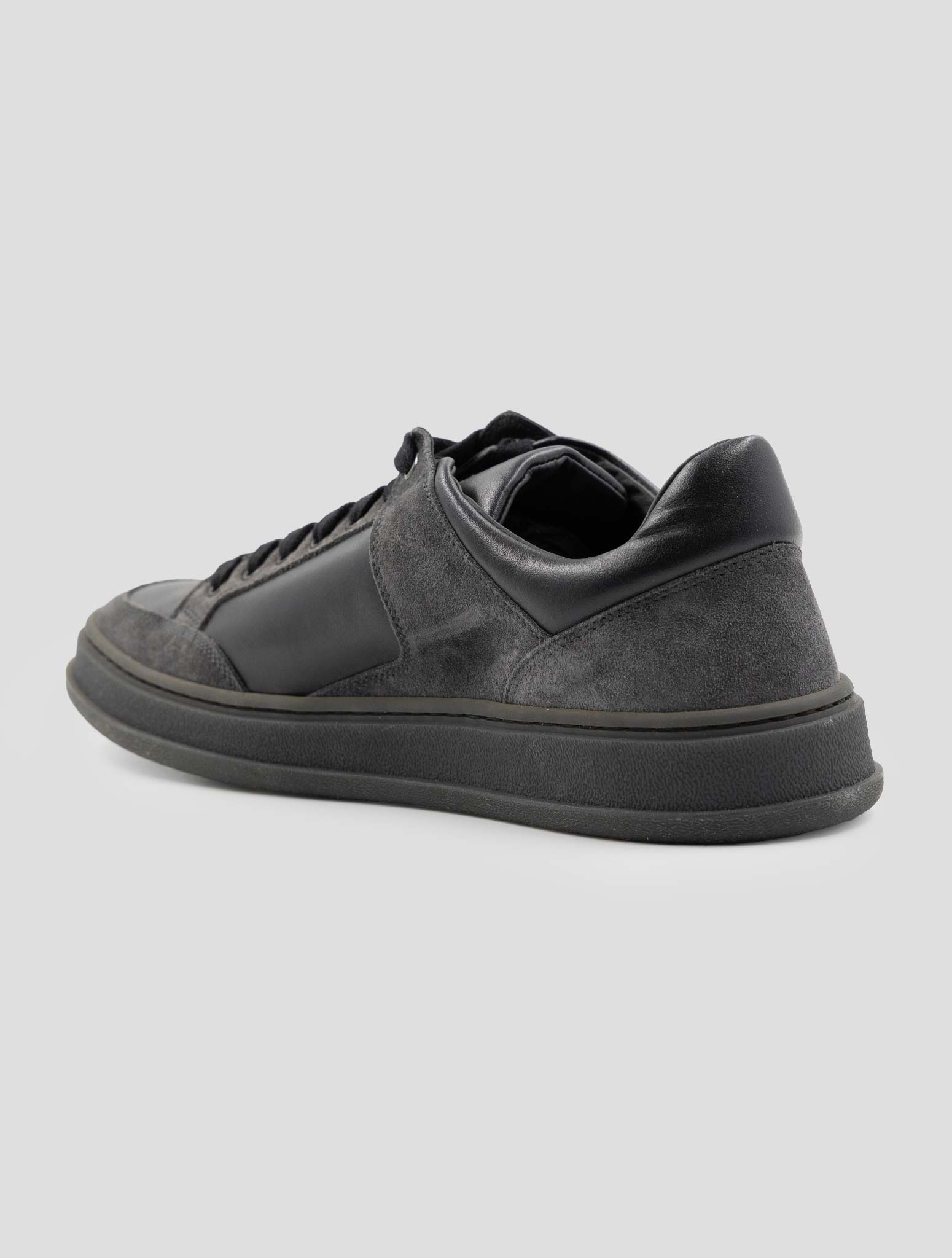 Kiton Black Gray Leather Suede Leather Sneakers