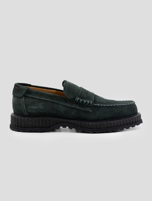 Kiton Green Leather Suede Loafers