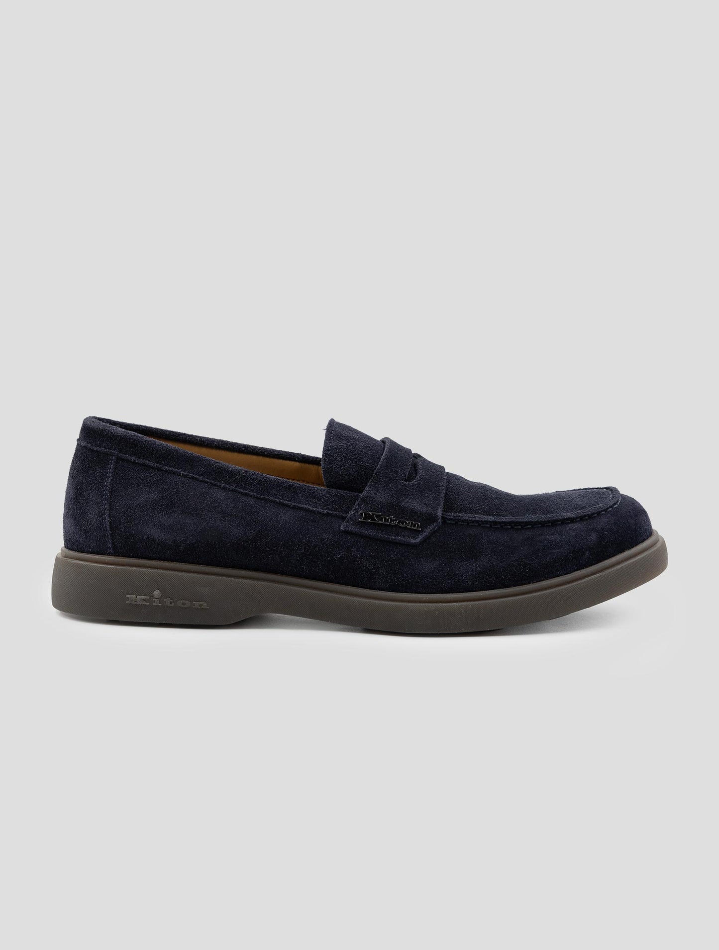 Kiton Blue Leather Suede Leather