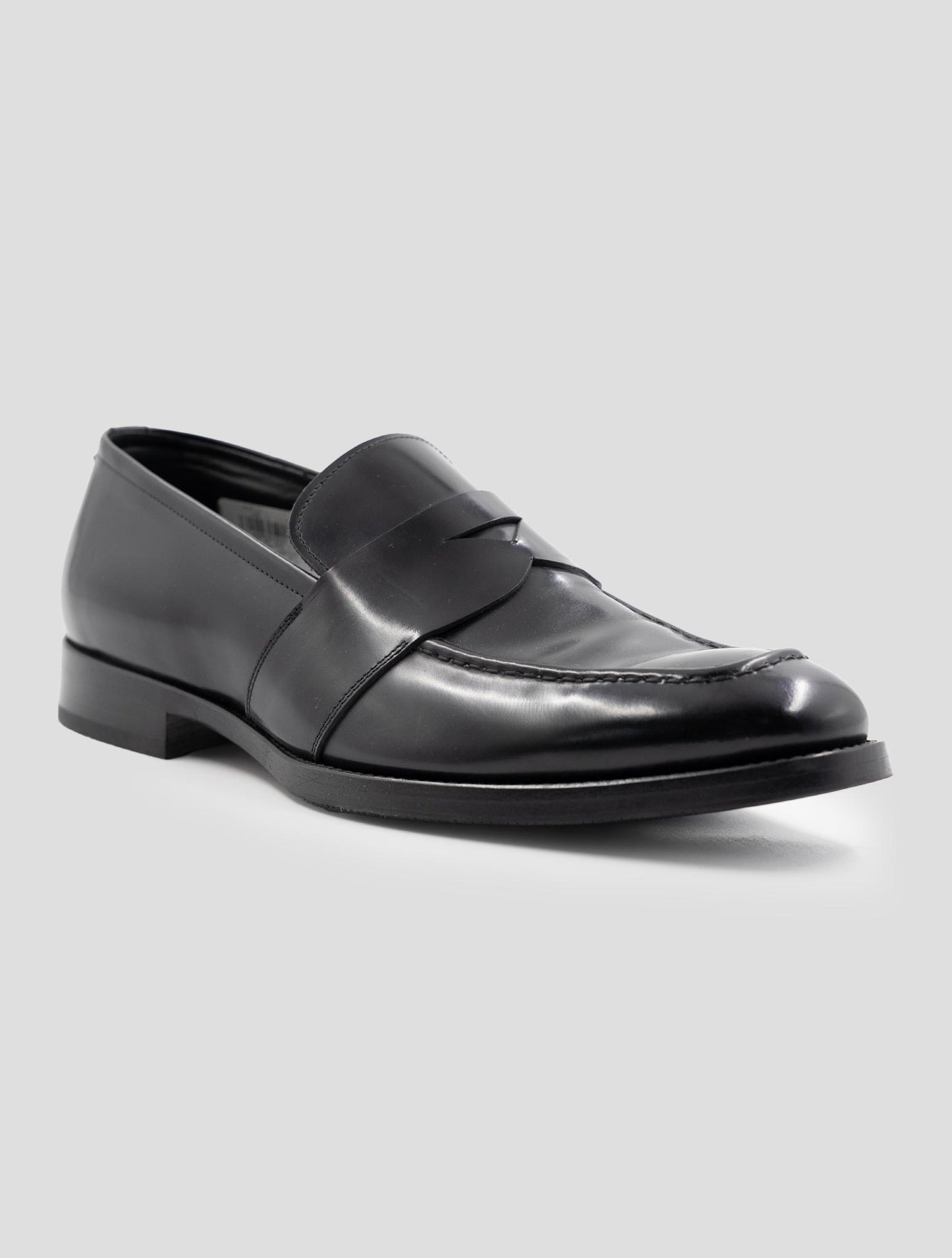 Kiton Black Leather Suede Loafers