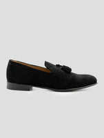 Kiton Black Leather Suede Loafers