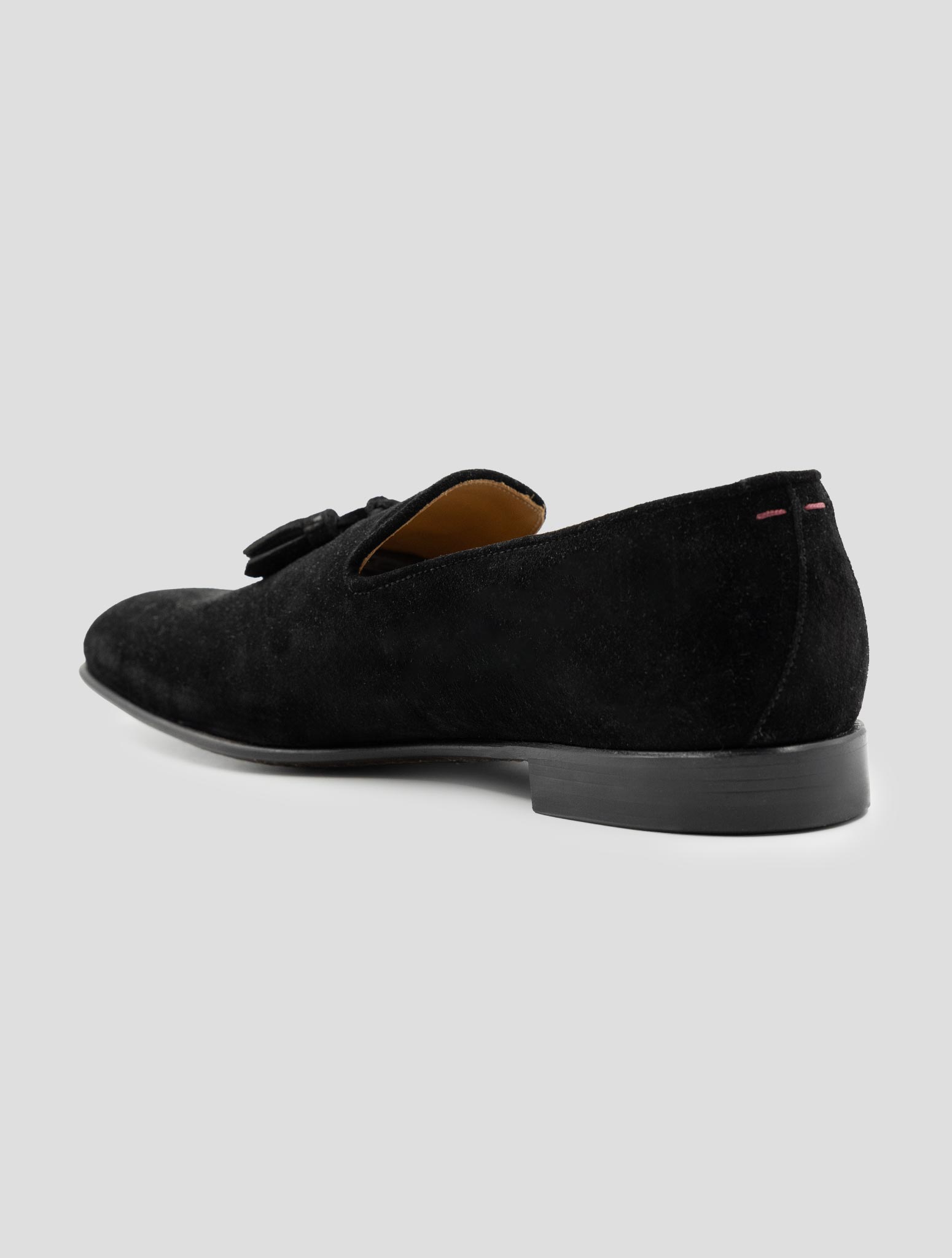 Kiton Black Leather Suede Loafers