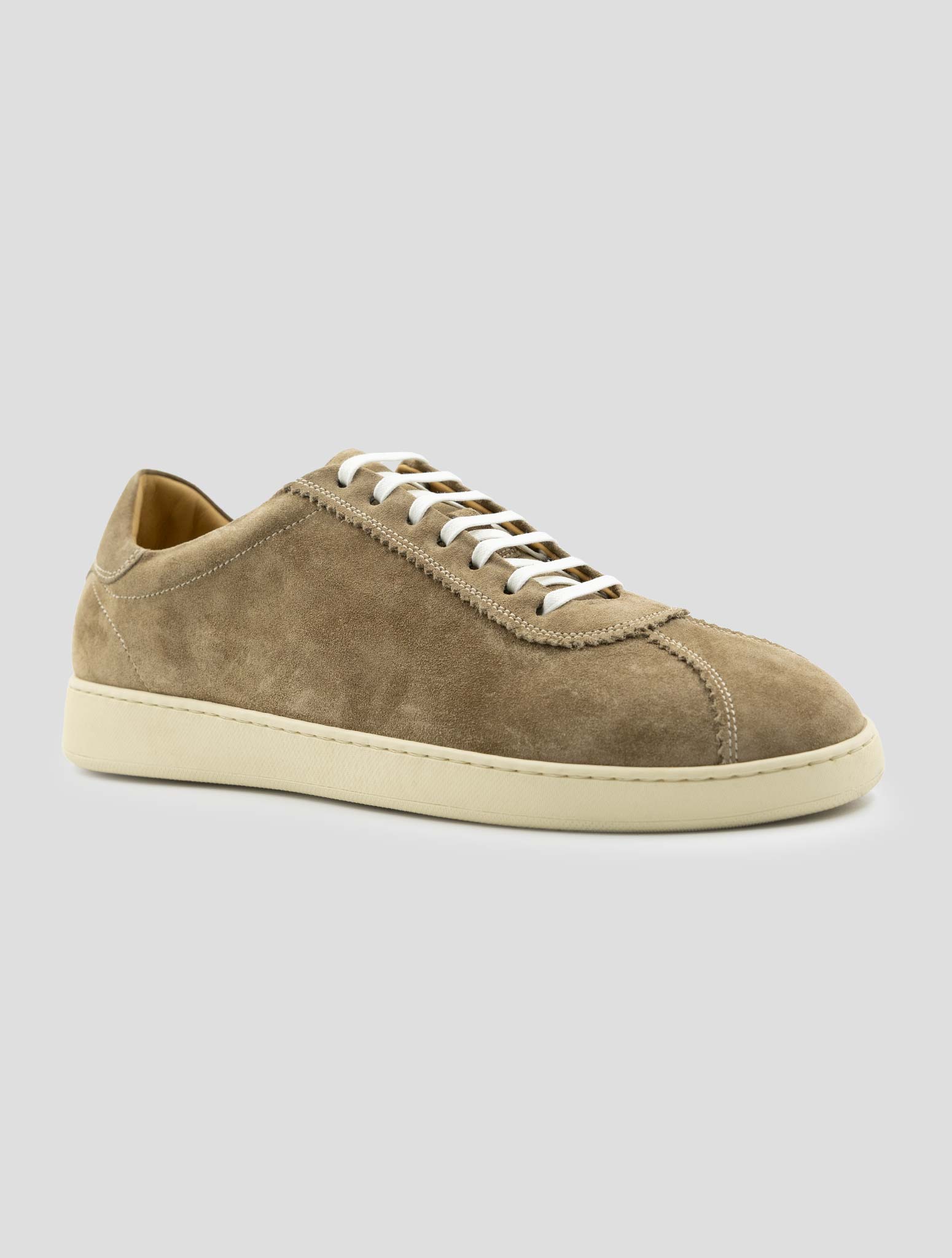 Kiton Brown Leather Suede Sneakers