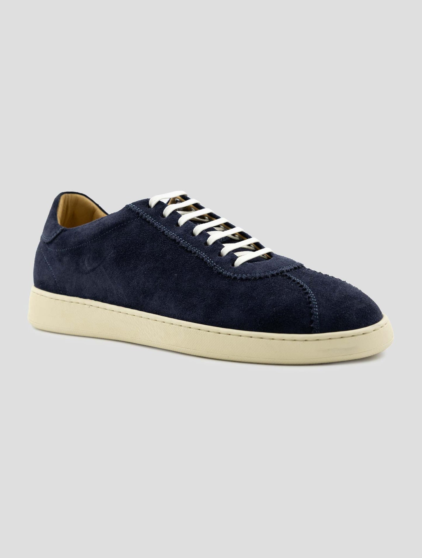 Kiton Dark Blue Leather Suede Sneakers