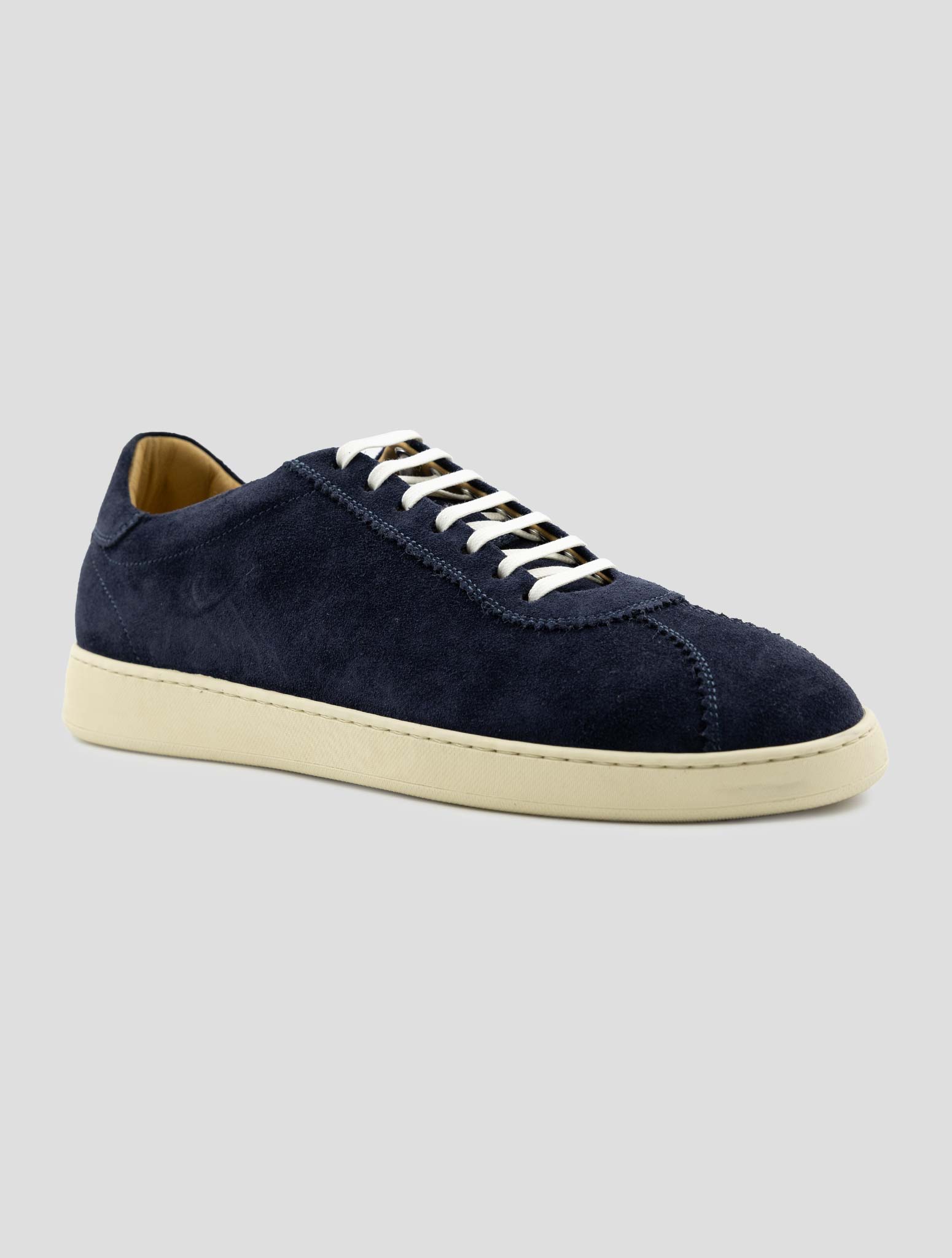 Kiton Dark Blue Leather Suede Sneakers