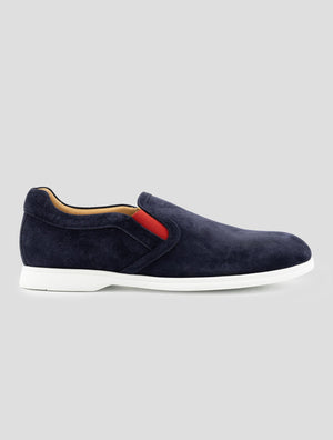 Kiton Dark Blue Leather Suede Sneakers