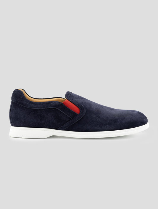 Kiton Dark Blue Leather Suede Sneakers