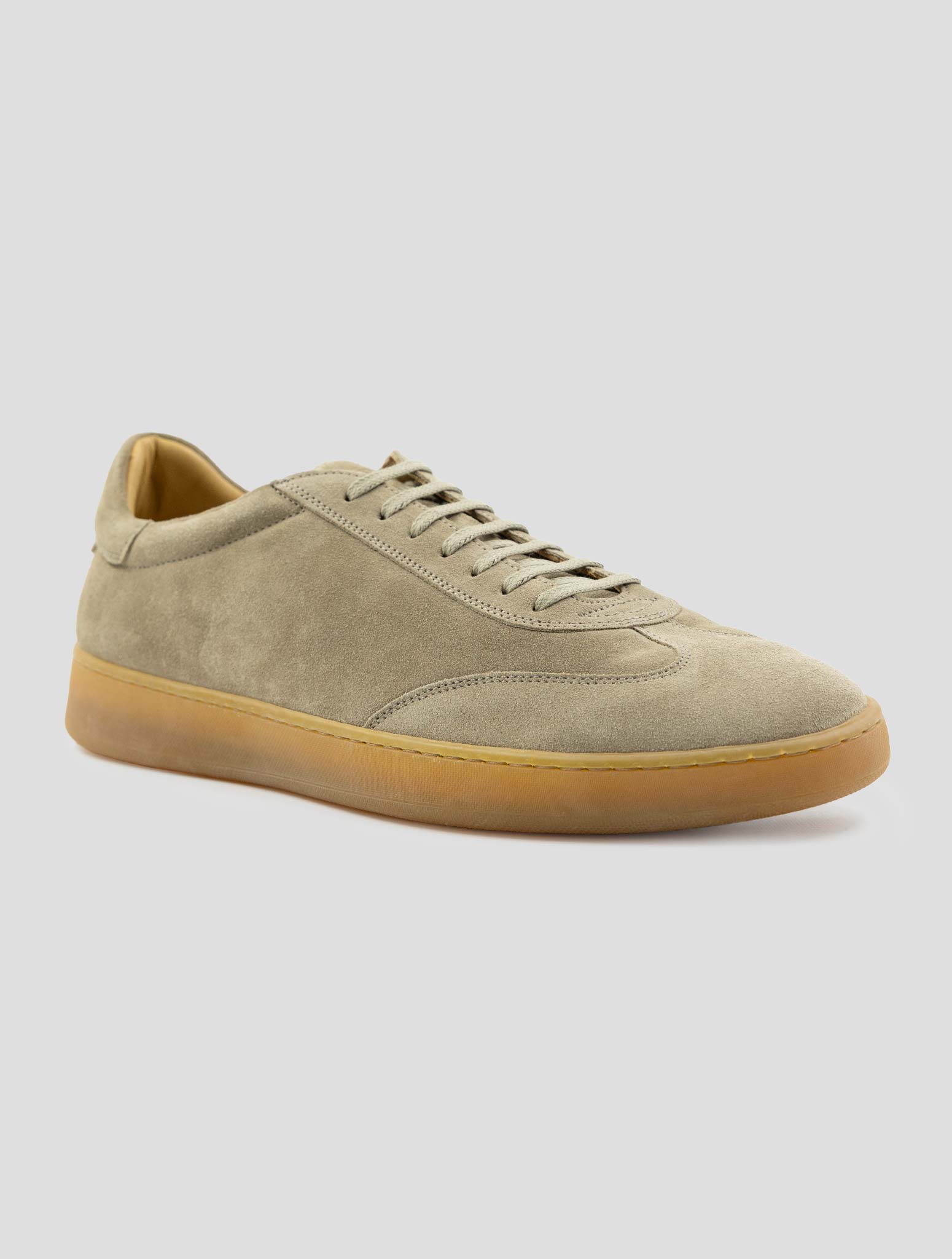 Kiton Taupe Leather Suede Sneakers