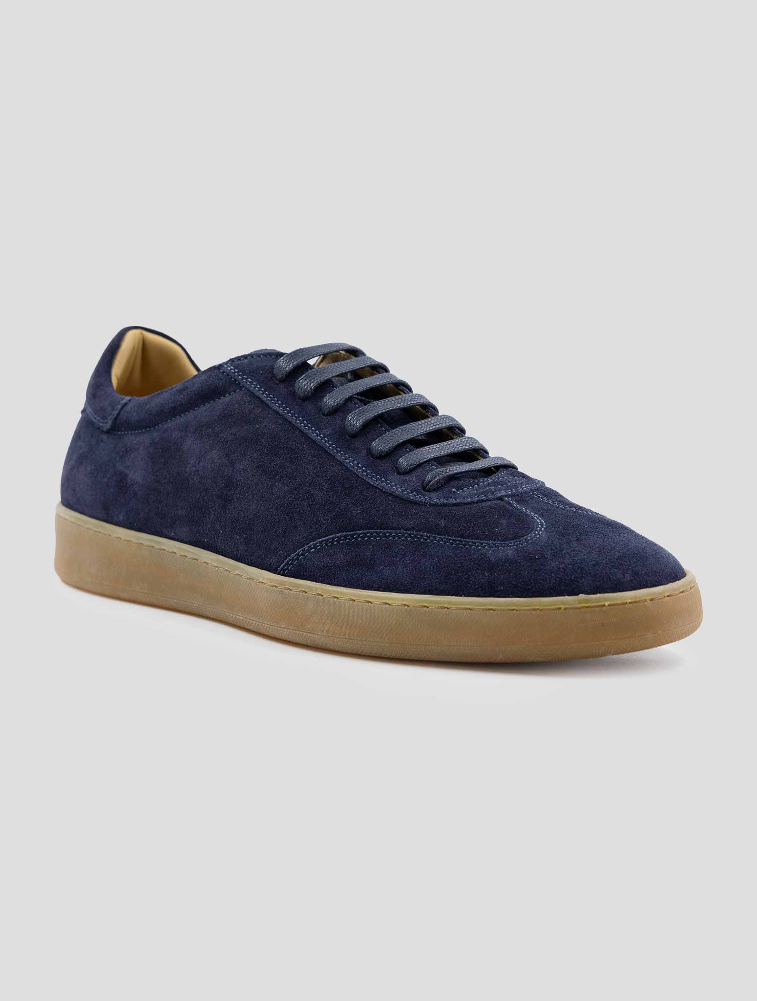Kiton Dark Blue Leather Suede Sneakers