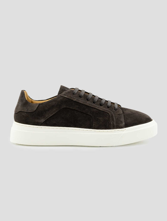 Kiton Brown Leather Suede Sneakers