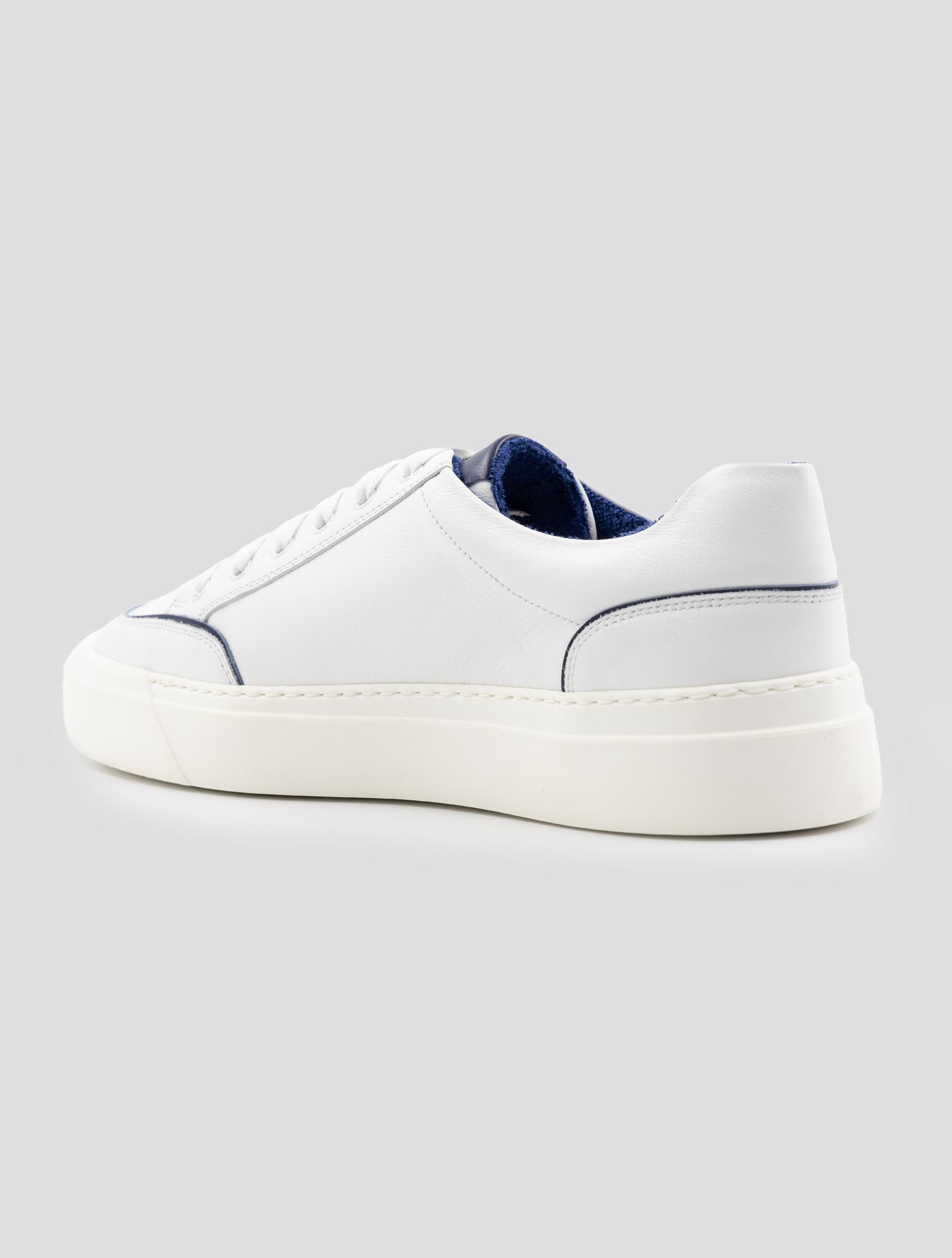 Kiton Blue White Leather Sneakers