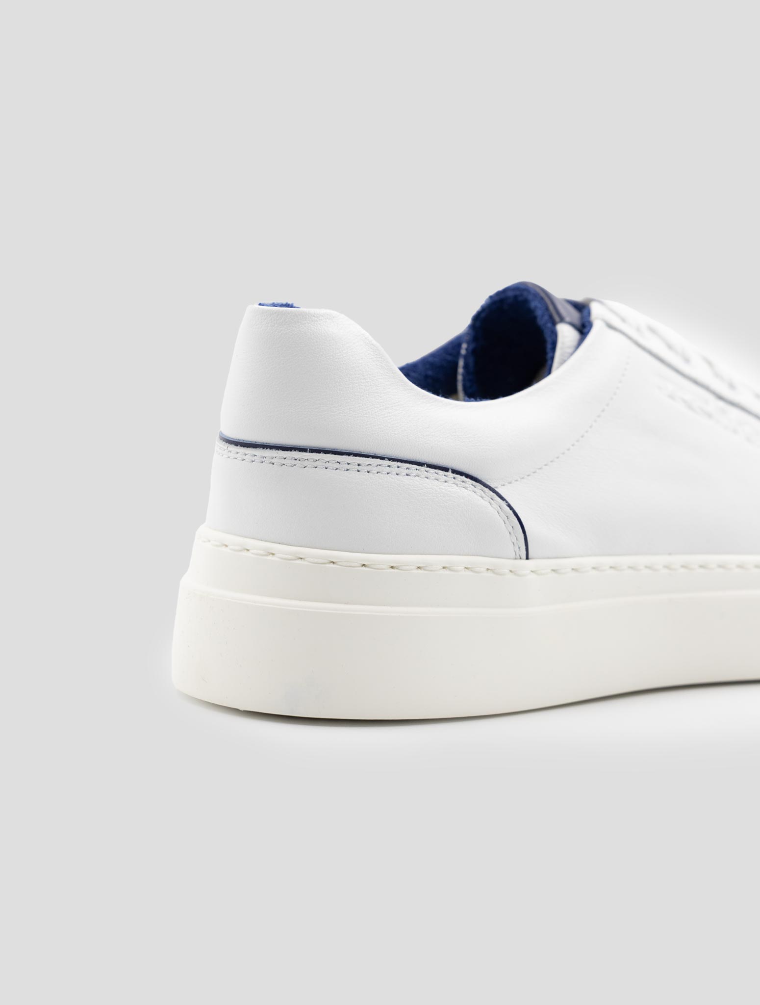 Kiton Blue White Leather Sneakers