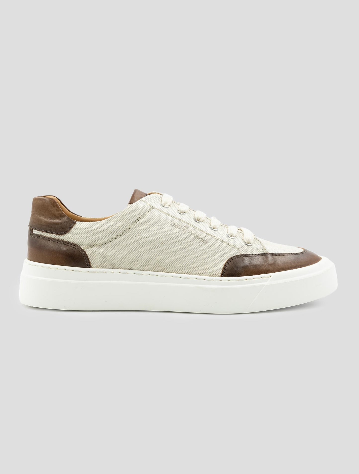 Kiton Beige Brown Cotton Sneakers