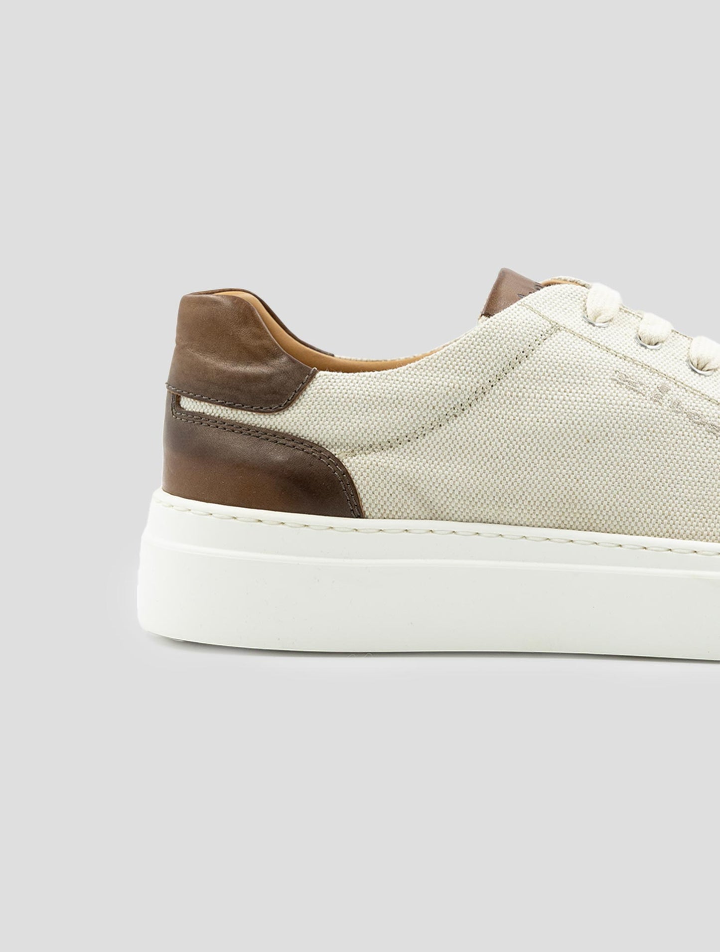 Kiton Beige Brown Cotton Sneakers
