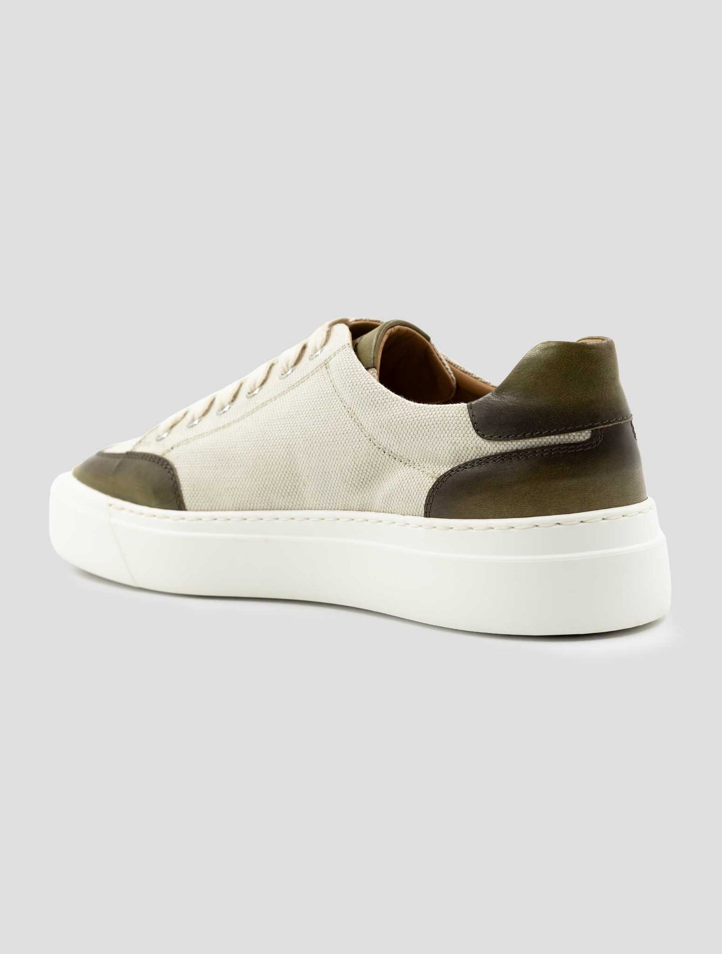 Kiton White Brown Cotton Sneakers
