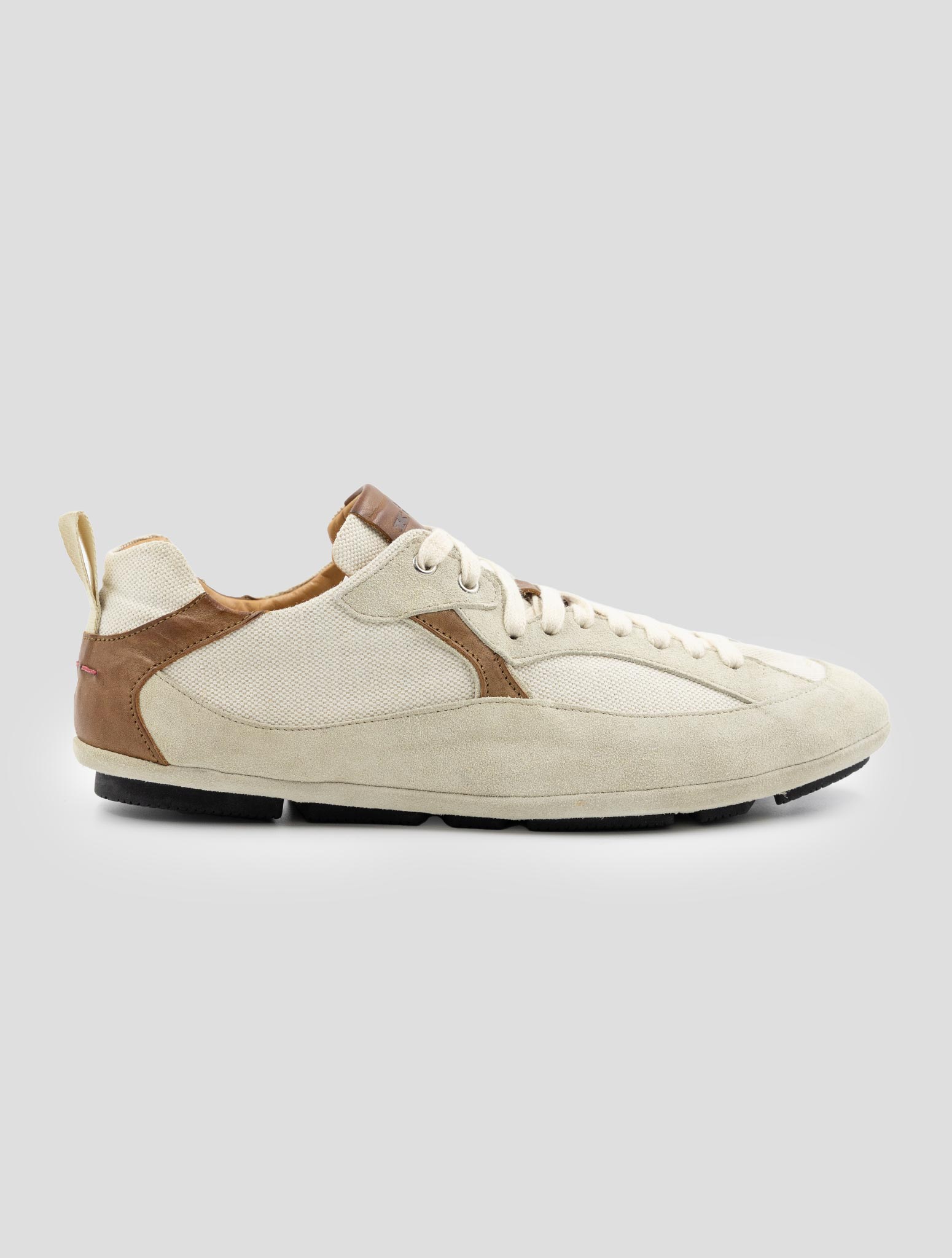 Kiton Beige Leather Suede Sneakers