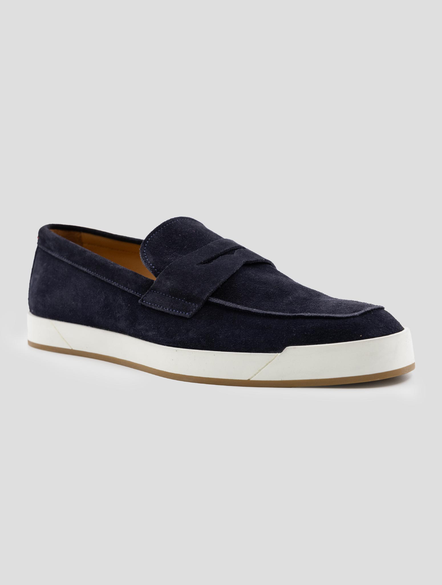 Kiton Blue Leather Suede Loafers
