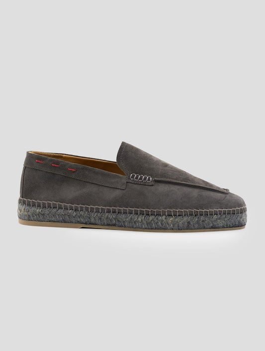 Kiton Brown Leather Suede Espadrillas