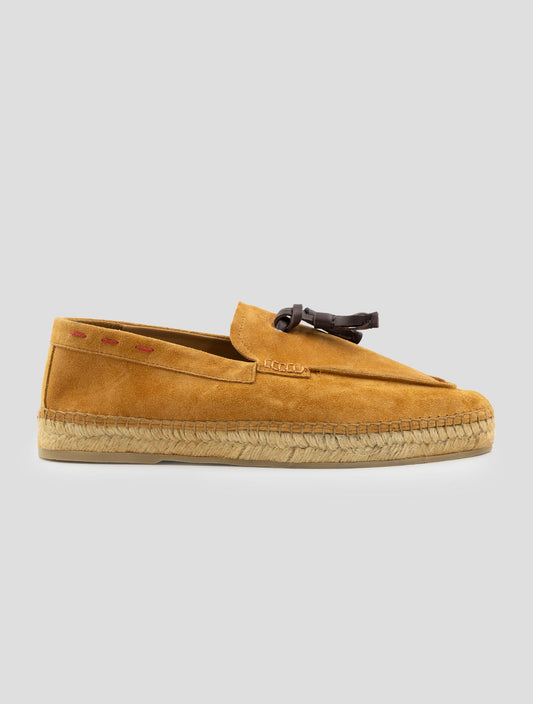 Kiton Orange Leather Suede Loafers