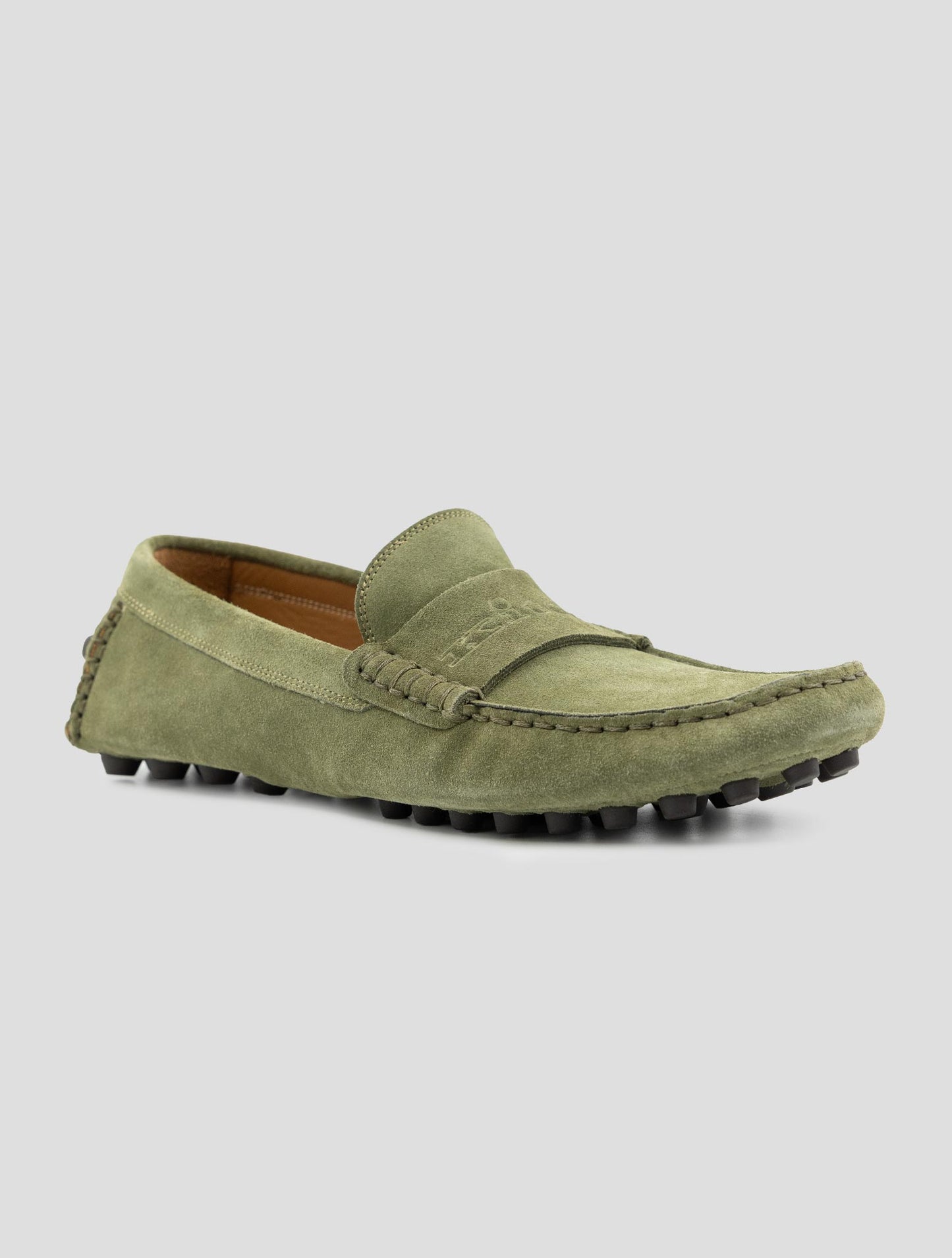 Kiton Green Leather Suede Loafers