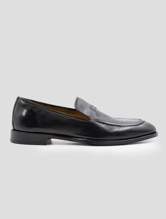 Kiton Black Leather Loafers