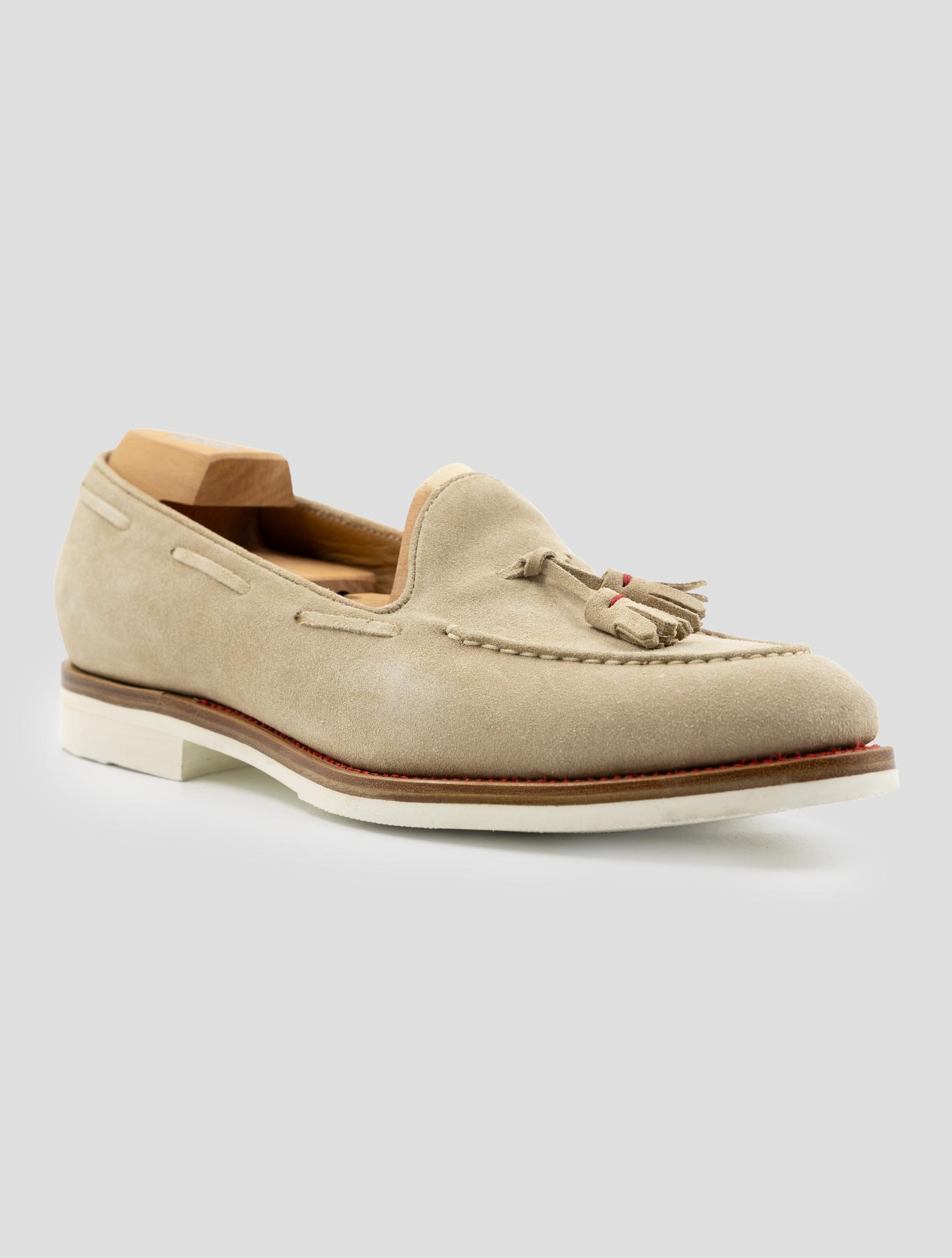 Kiton Beige Leather Suede Loafers