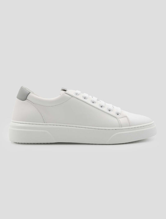 Kiton White Gray Leather Sneakers