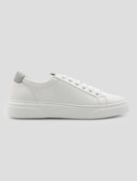 Kiton White Gray Leather Sneakers