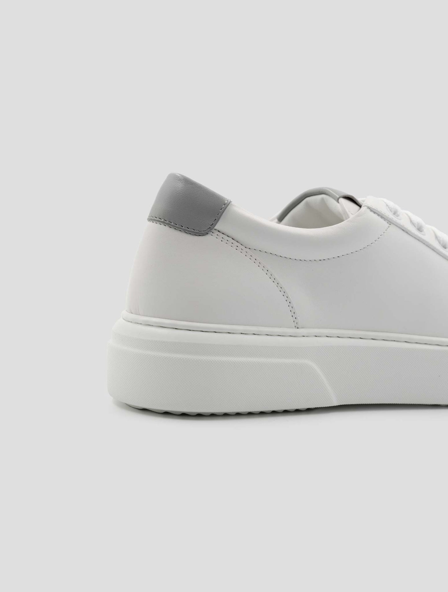 Kiton White Gray Leather Sneakers