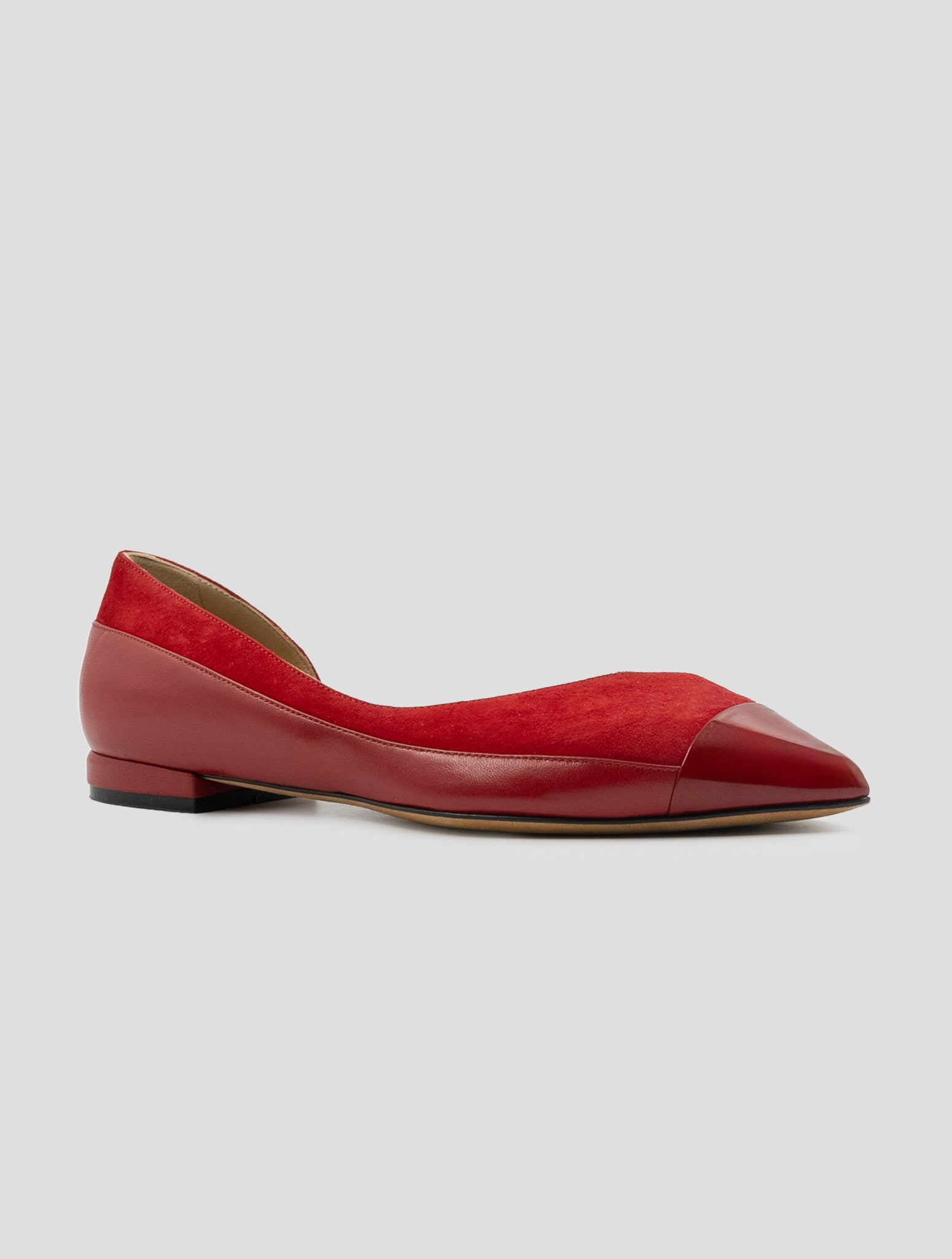 Kiton Red Leather Suede Leather Ballerina