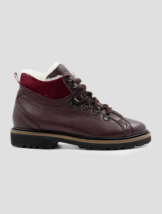 Kiton Burgundy Leather Derr With Fur Boots