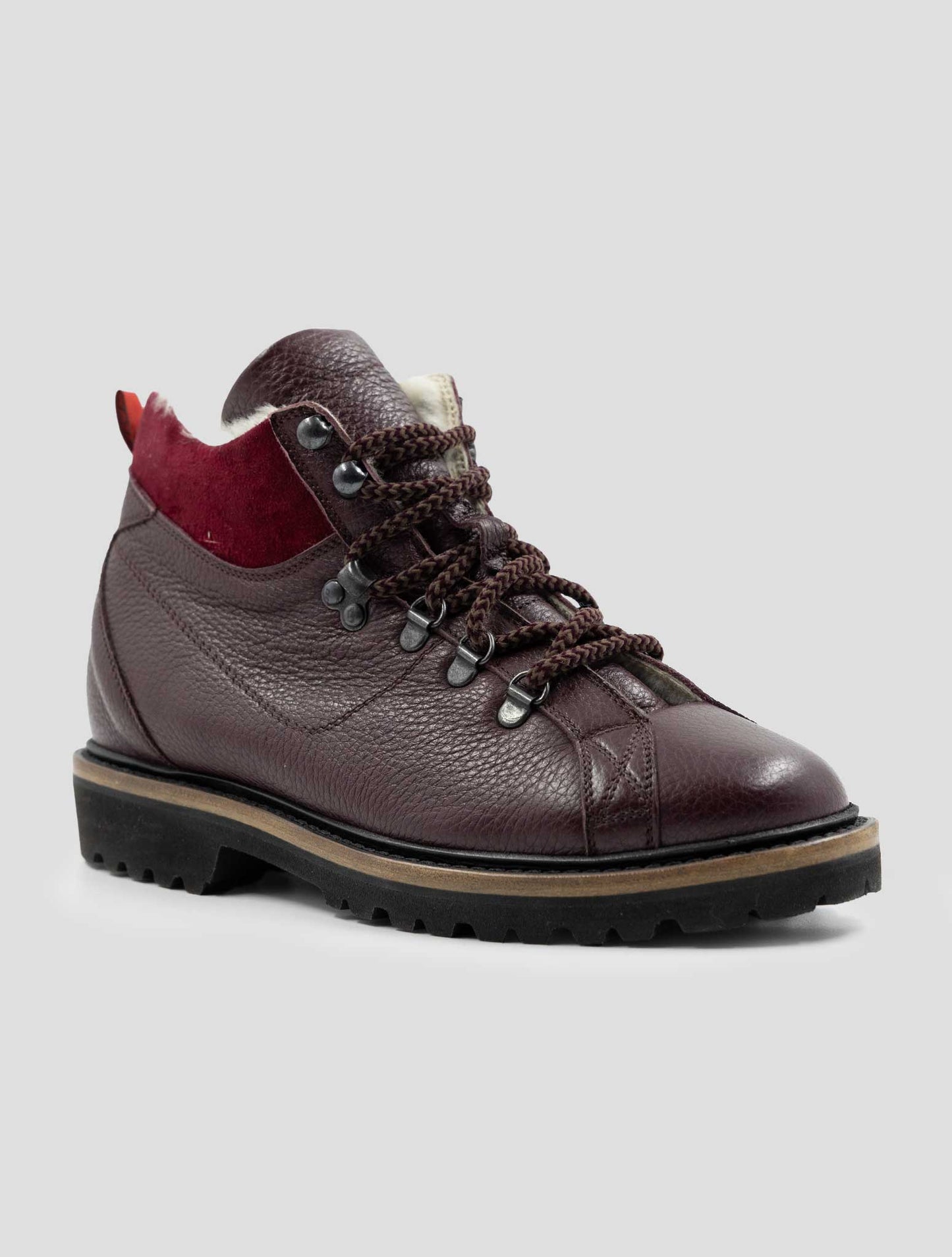 Kiton Burgundy Leather Derr With Fur Boots