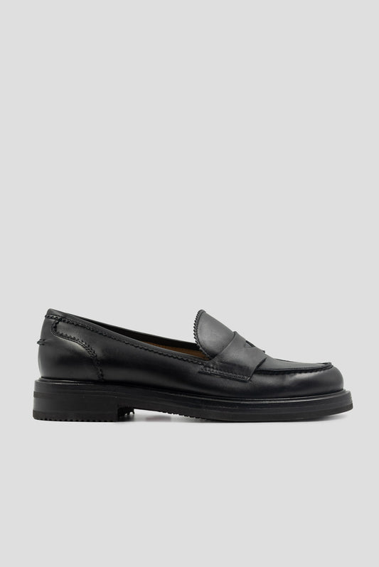 Kiton Black Leather Loafers