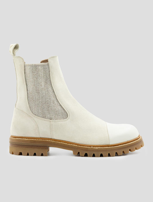 Kiton Beige Leather Leather Suede Boots