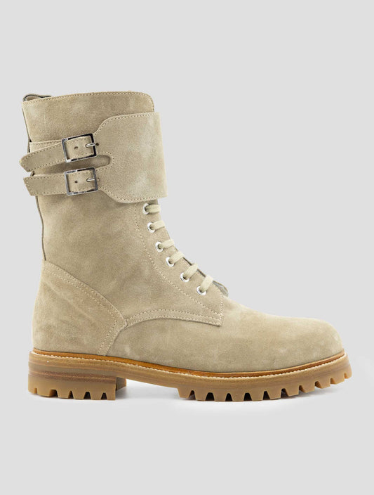 Kiton Beige Leather Suede With Fur Boots