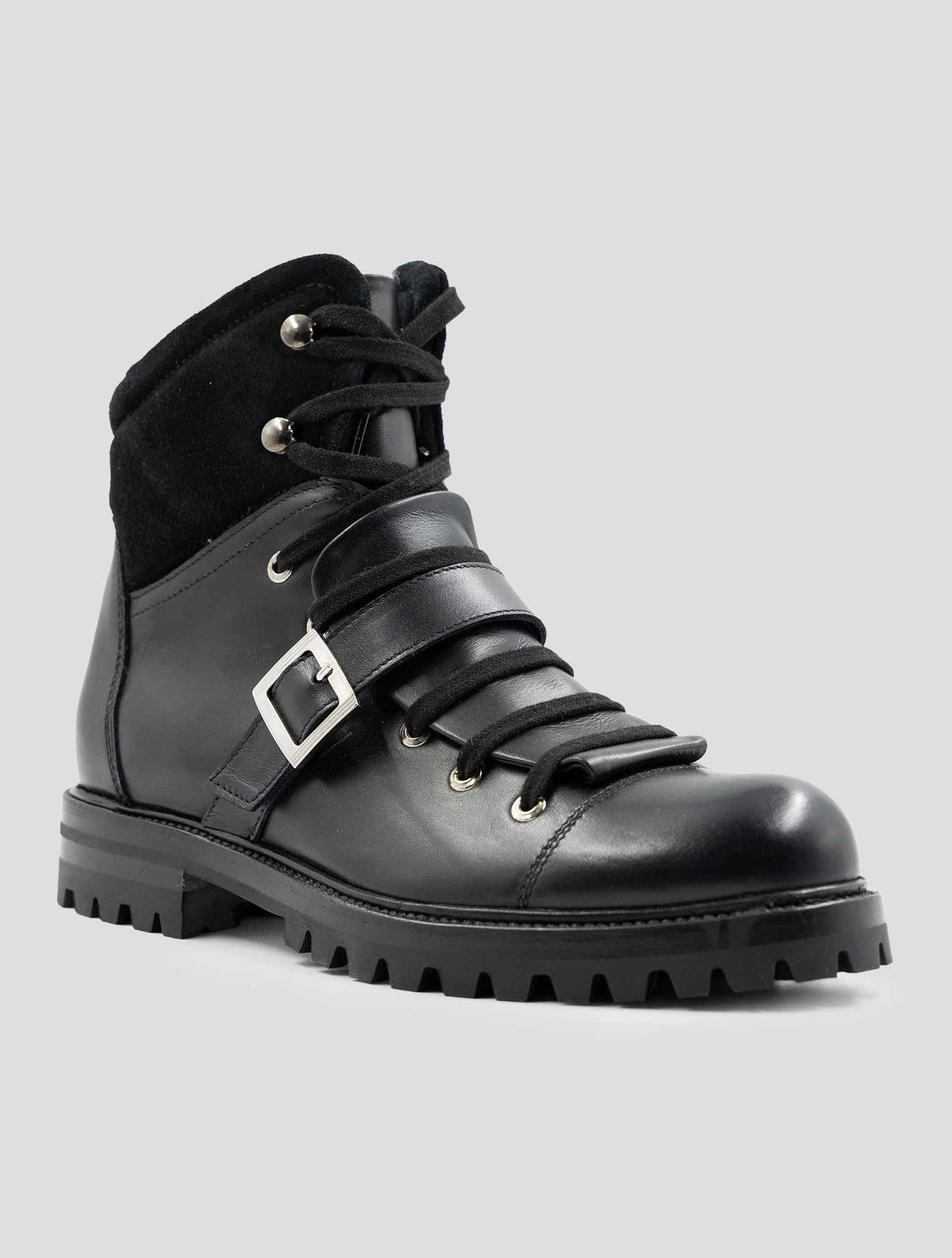 Kiton Black Leather Leather Suede With Fur Boots