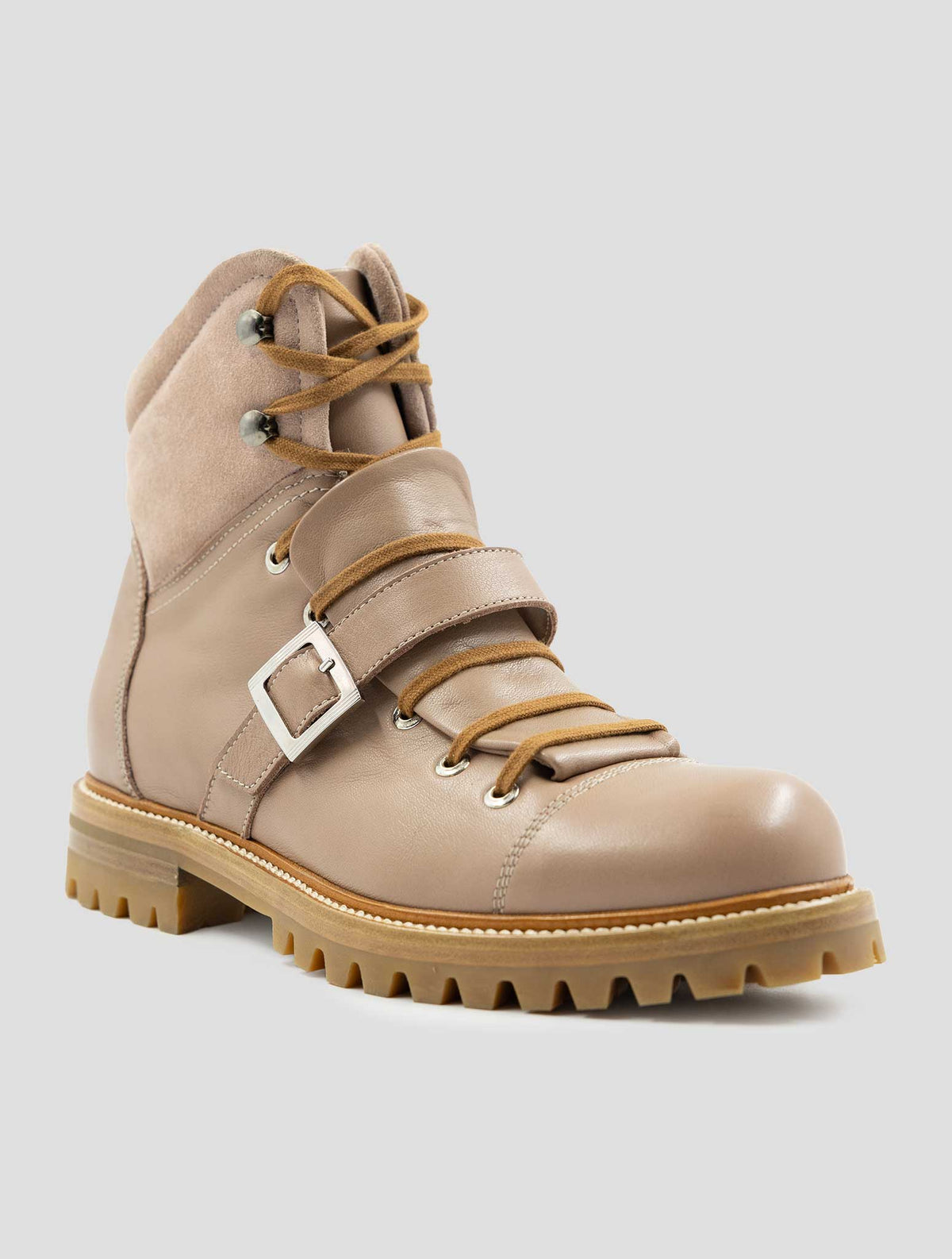 Kiton Pink Leather Leather Suede With Fur Boots