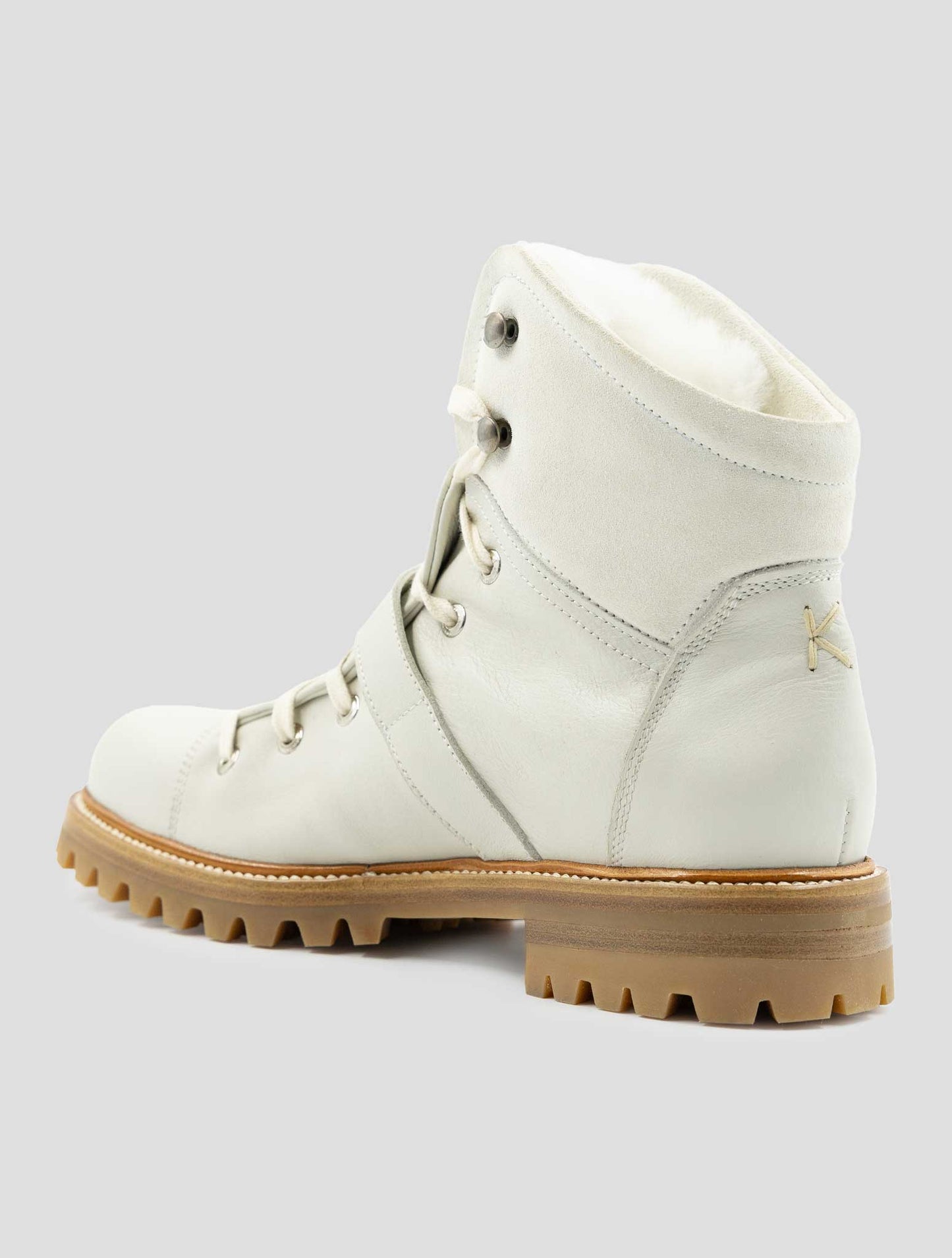 Kiton Gray Leather With Fur Boots